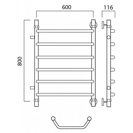 Полотенцесушитель водяной Роснерж Трапеция L108001 80x60 с боковым подключением 500 фото 2