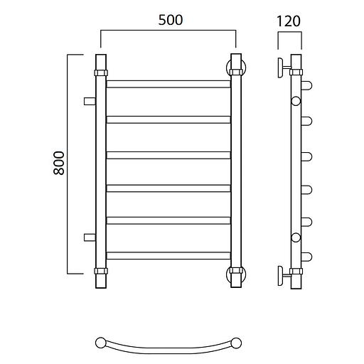 Полотенцесушитель водяной Роснерж Дуга L104001 80x50 с боковым подключением 600 фото 2
