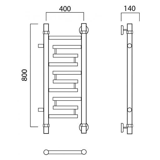 Полотенцесушитель водяной Роснерж Нео 2 L109001 80x40 с боковым подключением 600 фото 2