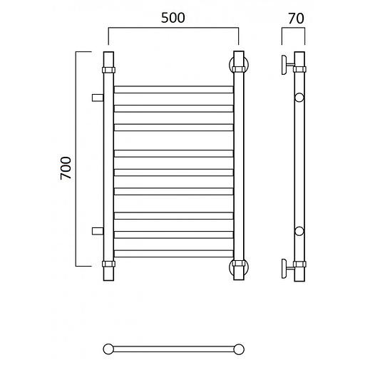 Полотенцесушитель водяной Роснерж Прямая L107011 70x50 с боковым подключением 600 групповой фото 2
