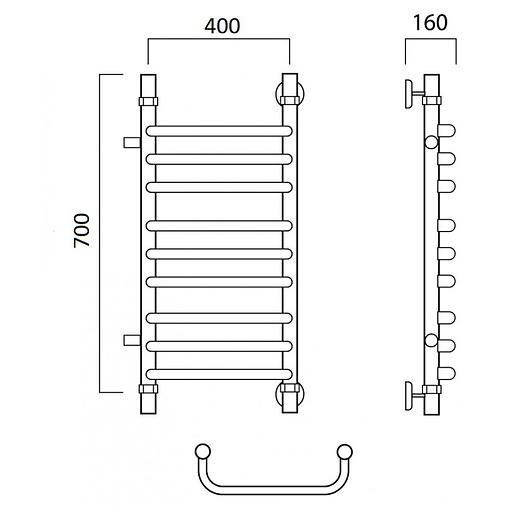 Полотенцесушитель водяной Роснерж Скоба L102011 70x40 с боковым подключением 600 групповой фото 2