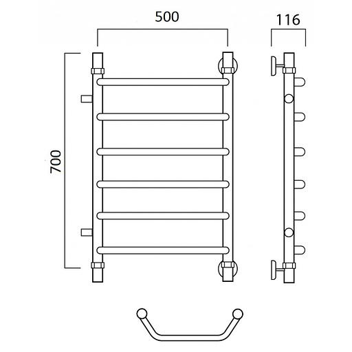 Полотенцесушитель водяной Роснерж Трапеция L108001 70x50 с боковым подключением 600 фото 2