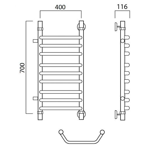 Полотенцесушитель водяной Роснерж Трапеция L108011 70x40 с боковым подключением 600 групповой фото 2