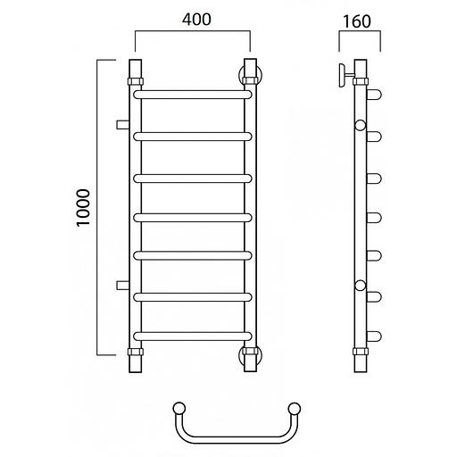 Полотенцесушитель водяной Роснерж Скоба L102001 100x40 с боковым подключением 600 фото 2