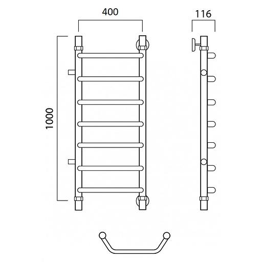 Полотенцесушитель водяной Роснерж Трапеция L108001 100x40 с боковым подключением 600 фото 2