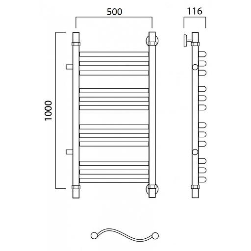 Полотенцесушитель водяной Роснерж Волна L101011 100x50 с боковым подключением 700 групповой фото 2