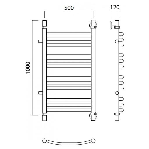 Полотенцесушитель водяной Роснерж Дуга L104011 100x50 с боковым подключением 700 групповой фото 2