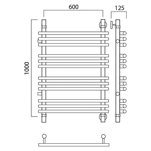 Полотенцесушитель водяной Роснерж Нео 1 L106011 100x60 с боковым подключением 700 групповой фото 2