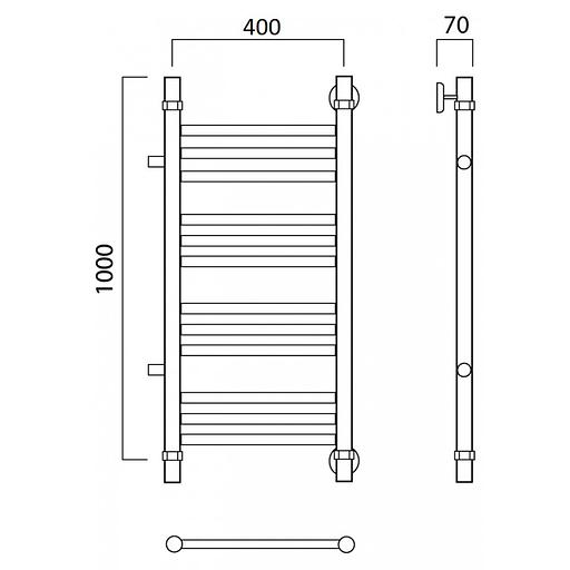 Полотенцесушитель водяной Роснерж Прямая L107011 100x40 с боковым подключением 700 групповой фото 2
