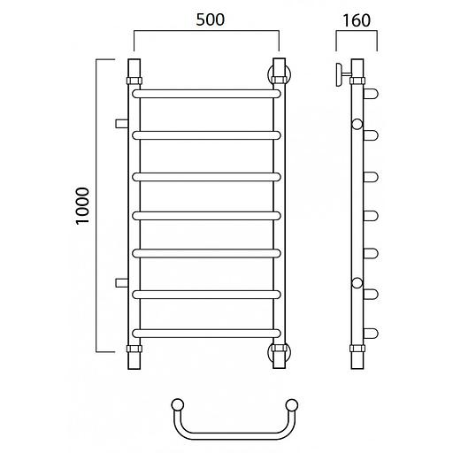 Полотенцесушитель водяной Роснерж Скоба L102001 100x50 с боковым подключением 700 фото 2
