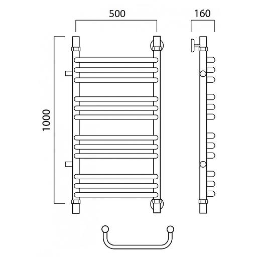 Полотенцесушитель водяной Роснерж Скоба L102011 100x50 с боковым подключением 700 групповой фото 2