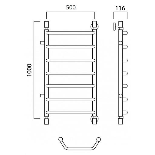 Полотенцесушитель водяной Роснерж Трапеция L108001 100x50 с боковым подключением 700 фото 2