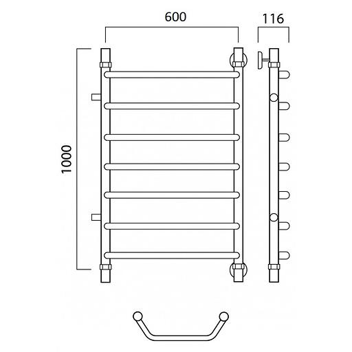 Полотенцесушитель водяной Роснерж Трапеция L108001 100x60 с боковым подключением 700 фото 2