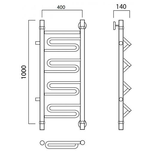 Полотенцесушитель водяной Роснерж Зиг-Заг L105001 100x40 с боковым подключением 800 фото 2