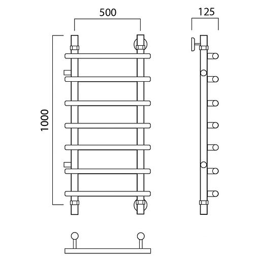 Полотенцесушитель водяной Роснерж Нео 1 L106001 100x50 с боковым подключением 800 фото 2