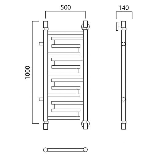 Полотенцесушитель водяной Роснерж Нео 2 L109001 100x50 с боковым подключением 800 фото 2