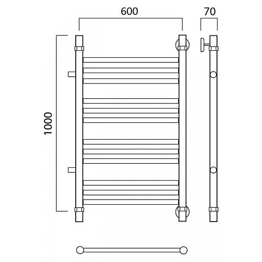 Полотенцесушитель водяной Роснерж Прямая L107011 100x60 с боковым подключением 800 групповой фото 2