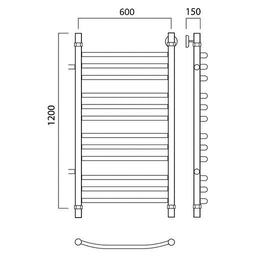 Полотенцесушитель водяной Роснерж Дуга L104011 120x60 с боковым подключением 700 групповой фото 2