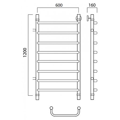 Полотенцесушитель водяной Роснерж Скоба L102001 120x60 с боковым подключением 700 фото 2