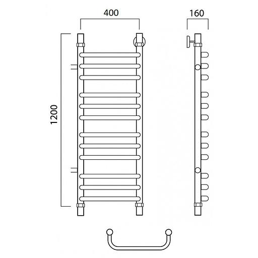 Полотенцесушитель водяной Роснерж Скоба L102011 120x40 с боковым подключением 700 групповой фото 2