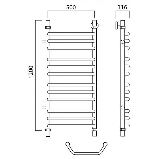 Полотенцесушитель водяной Роснерж Трапеция L108011 120x50 с боковым подключением 700 групповой фото 2