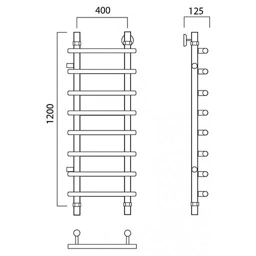 Полотенцесушитель водяной Роснерж Нео 1 L106001 120x40 с боковым подключением 800 фото 2