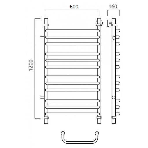 Полотенцесушитель водяной Роснерж Скоба L102011 120x60 с боковым подключением 800 групповой фото 2