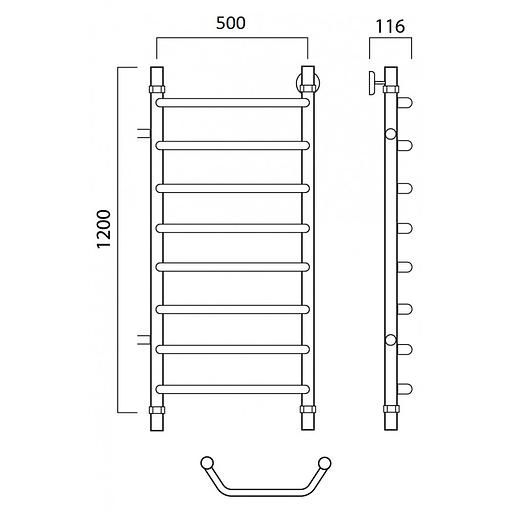 Полотенцесушитель водяной Роснерж Трапеция L108001 120x50 с боковым подключением 800 фото 2
