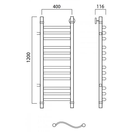 Полотенцесушитель водяной Роснерж Волна L101011 120x40 с боковым подключением 1000 групповой фото 2