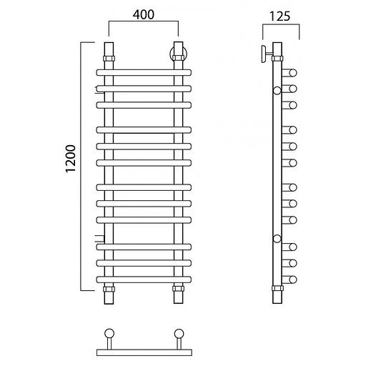 Полотенцесушитель водяной Роснерж Нео 1 L106011 120x40 с боковым подключением 1000 групповой фото 2