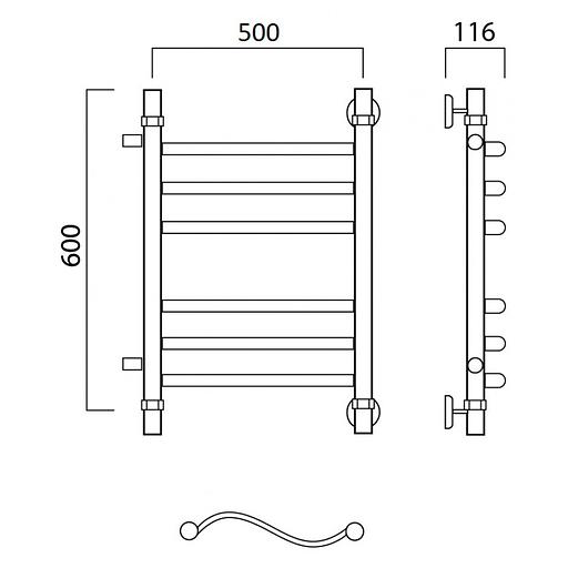 Полотенцесушитель водяной Роснерж Волна L101011 60x50 с боковым подключением 400 групповой фото 2