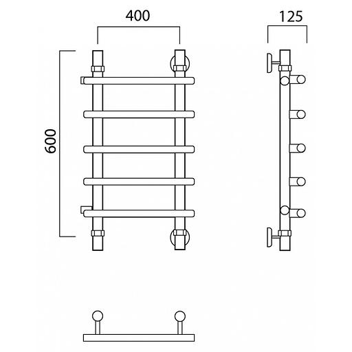 Полотенцесушитель водяной Роснерж Нео 1 L106001 60x40 с боковым подключением 400 фото 2
