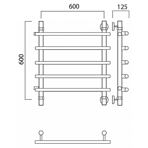 Полотенцесушитель водяной Роснерж Нео 1 L106001 60x60 с боковым подключением 400 400 мм фото 2
