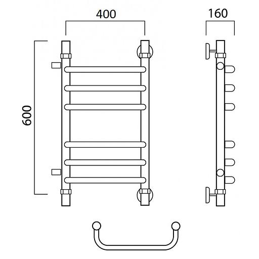 Полотенцесушитель водяной Роснерж Скоба L102011 60x40 с боковым подключением 400 групповой фото 2