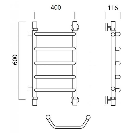 Полотенцесушитель водяной Роснерж Трапеция L108001 60x40 с боковым подключением 400 фото 2