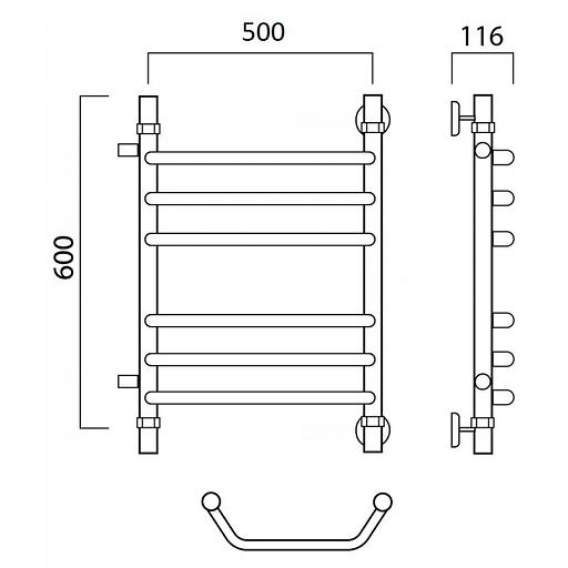 Полотенцесушитель водяной Роснерж Трапеция L108011 60x50 с боковым подключением 400 групповой фото 2