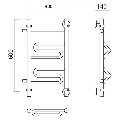 Полотенцесушитель водяной Роснерж Зиг-Заг L105001 60x40 с боковым подключением 500 фото 2
