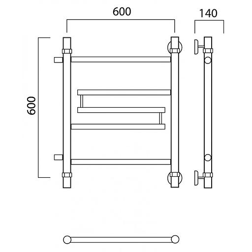 Полотенцесушитель водяной Роснерж Нео 2 L109001 60x60 с боковым подключением 500 фото 2