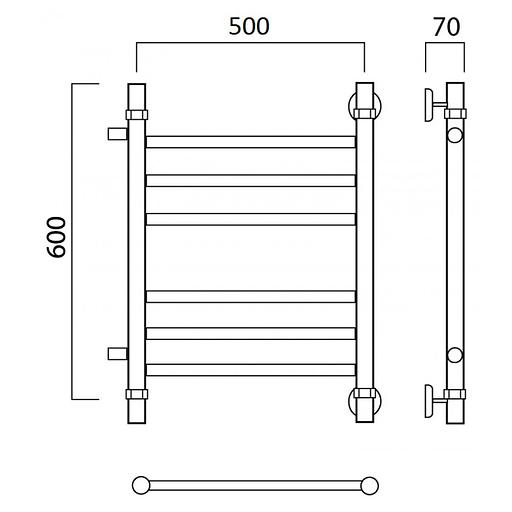 Полотенцесушитель водяной Роснерж Прямая L107011 60x50 с боковым подключением 500 групповой фото 2