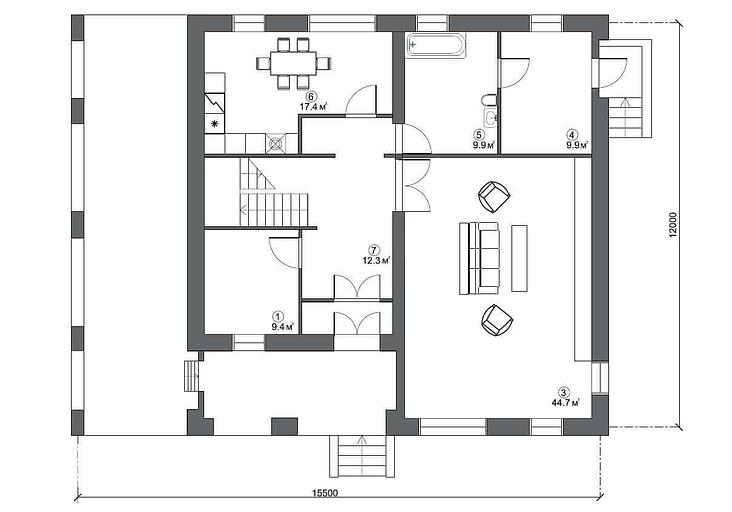 Проект каркасного дома «КД-70-07» под ключ фото 3