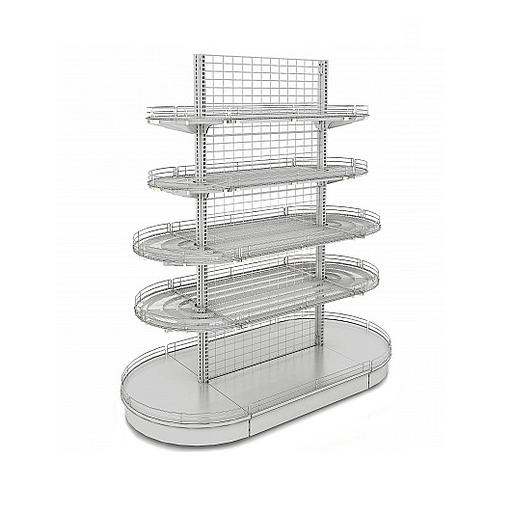 Стеллаж сетчатый островной с полукруглыми торцами 2000*500*1900 5 полок фото 1