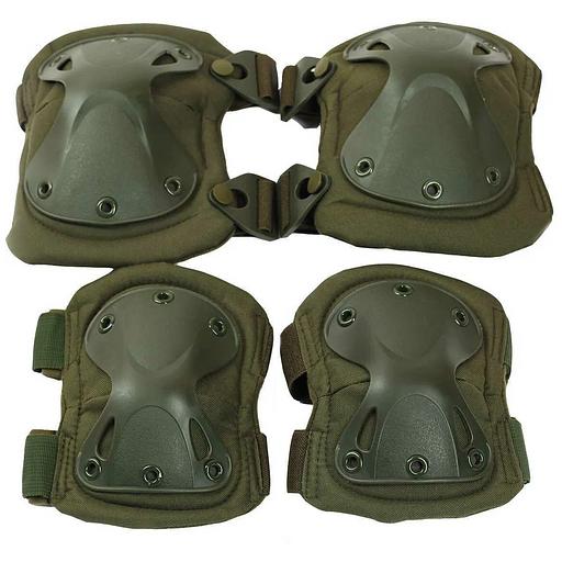 Тактические наколенники и налокотники комплект «Х-форма» зелёные опт фото 1