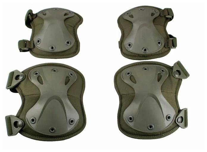 Тактические наколенники и налокотники комплект «Х-форма» зелёные опт фото 2
