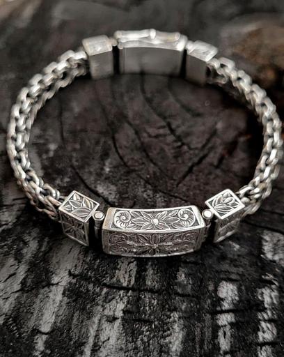 Оригинальный широкий мужской браслет серебро 925 фото 1