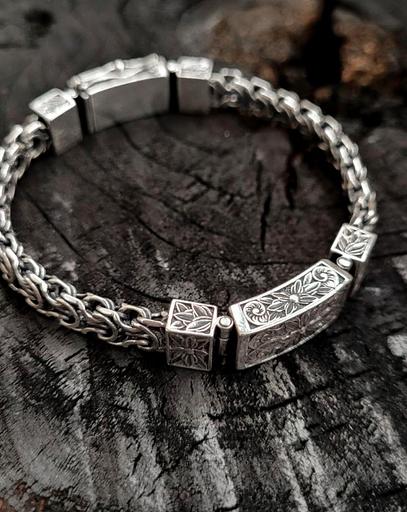 Оригинальный широкий мужской браслет серебро 925 фото 2