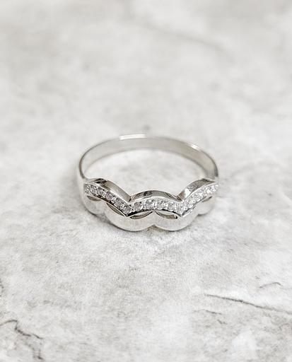 Серебряное кольцо волны с фианитами 925 фото 5
