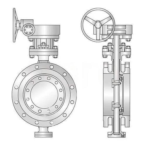 Затвор трехэксцентриковый фланцевый стальной Ду 800 Ру 25 фото 1