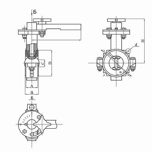 Затвор дисковый с ручным управлением рукоятка DN 125 фото 2