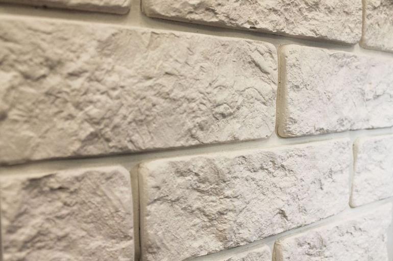 Гипсовый камень Колотый кирпич Белый фото 4