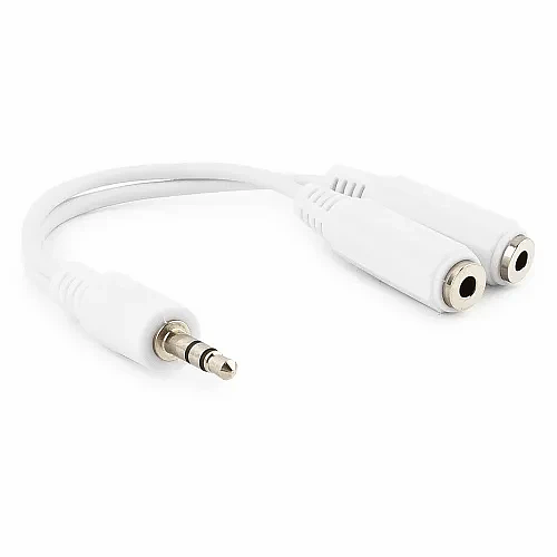Кабель разветвитель аудио сигнала Cablexpert CCA-415W джек3.5 папа->2х джек3.5 мама 10см белый фото 1